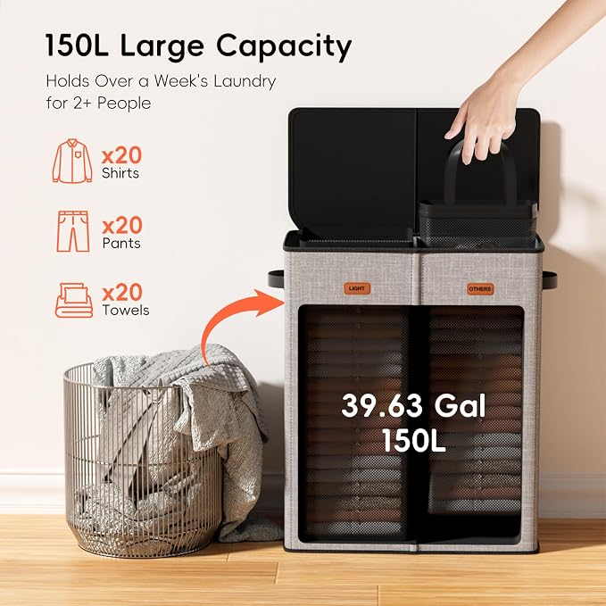 150L Double Laundry Hamper - Image 3