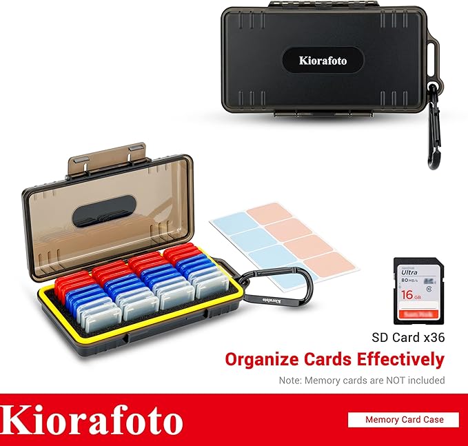 Kiorafoto SD Card Case with 36 Pack Individual Clear Plastic Memory Card Holders - Image 2