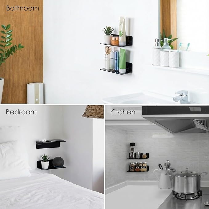 OAPRIRE Acrylic Floating Wall Shelves Set of 2, Damage-Free Expand Wall Space - Image 4