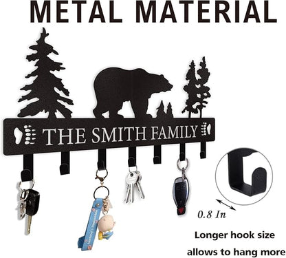 Personalized Key Holder for Wall, Custom Metal Black Bear Coat Hook Key Holder - Image 7