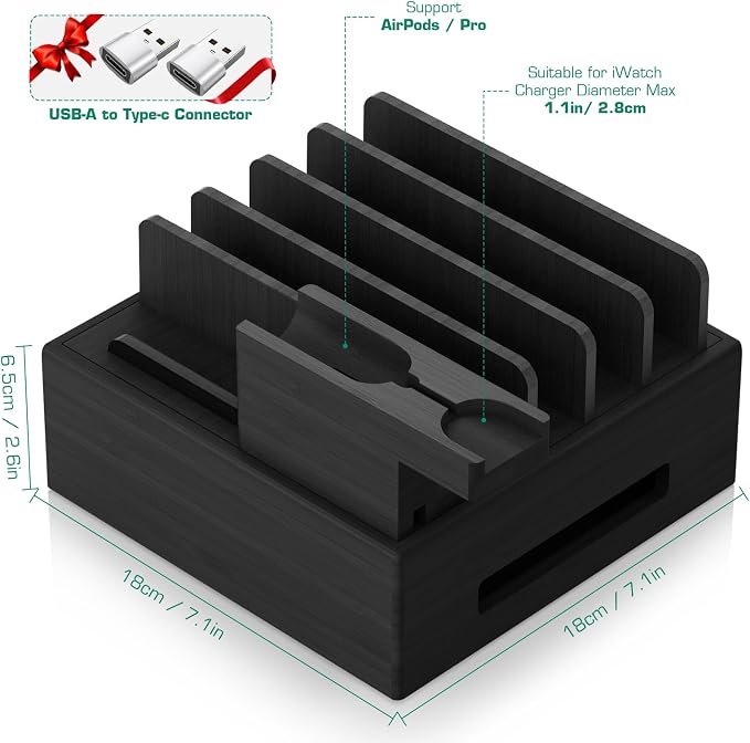 Bamboo Charging Station for Multiple Devices - Image 2