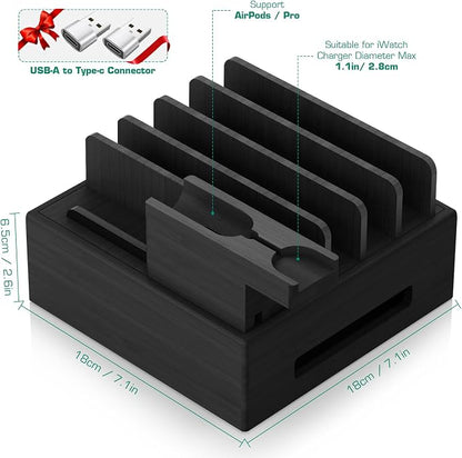 Bamboo Charging Station for Multiple Devices - Image 2