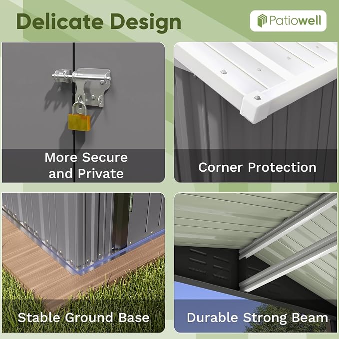 Patiowell 6x4 FT Outdoor Storage Shed, Metal Outdoor Sheds - Image 6