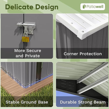 Patiowell 6x4 FT Outdoor Storage Shed, Metal Outdoor Sheds - Image 6