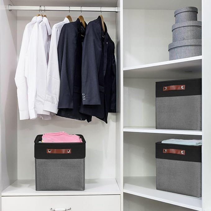 Collapsible Fabric Storage Cubes 11x11 Cube Storage Bins, 4 Pack Closet Baskets - Image 2