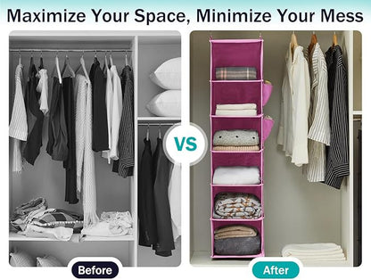 YOUDENOVA Hanging Closet Organizer and Storage, 6-Shelf Closet Hanging Storage - Image 6