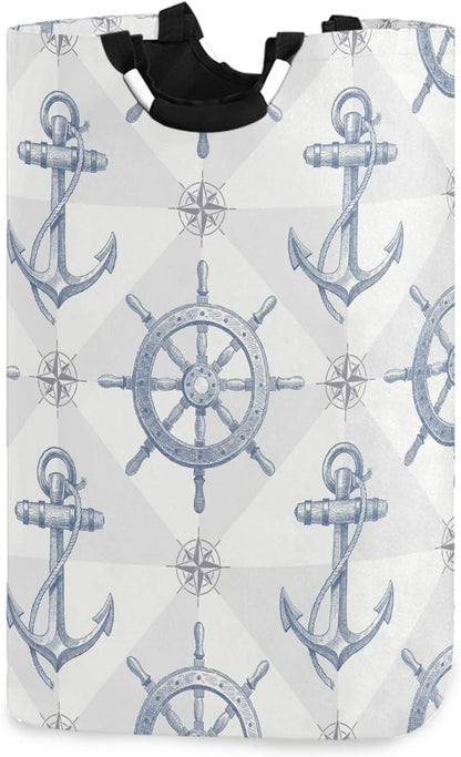 Anchor and Rudder Grey Large Laundry Hamper by visesunny