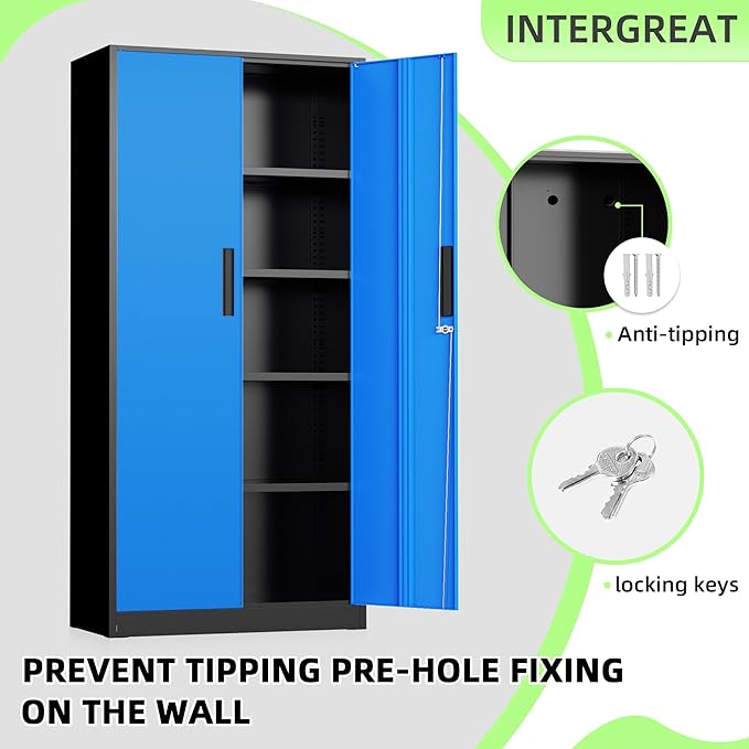 INTERGREAT Metal Storage Cabinet, Tall Metal Cabinet - Image 4