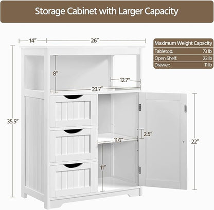 Yaheetech Bathroom Storage Cabinet Bathroom Floor Cabinet Freestanding Storage - Image 3