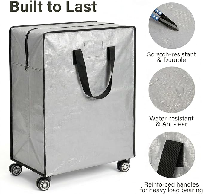 Oversized Wheeled Moving Bags, Heavy-Duty Zippered Tote - Image 4