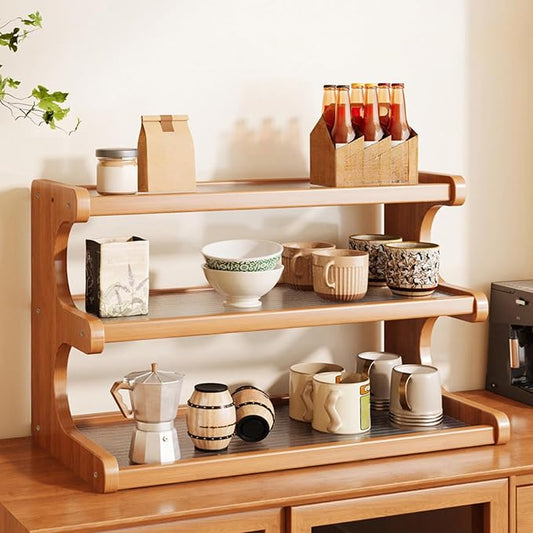 3 Tier Wooden Mug Rack Coffee Mug Holder, Tiered Wooden Display Riser Stand by Unknown
