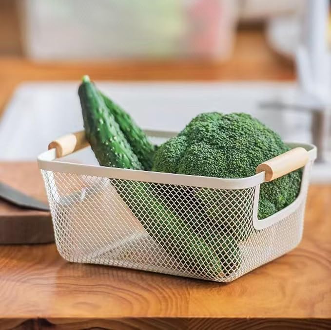 AJIODA Metal Mesh Steel Basket, Medium Wire Storage Organizer Basket - Image 6