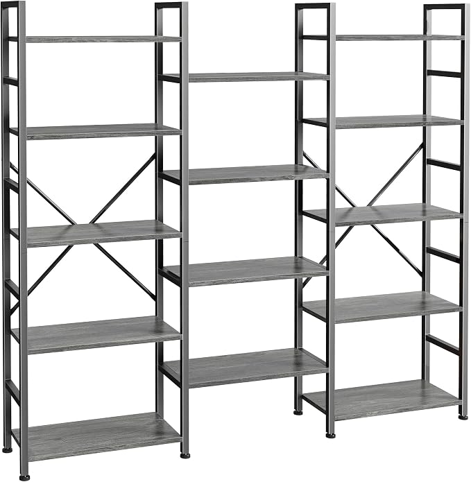 SUPERJARE Triple Bookshelf, Bookcase by SUPERJARE