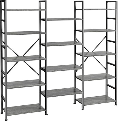 SUPERJARE Triple Bookshelf, Bookcase by SUPERJARE