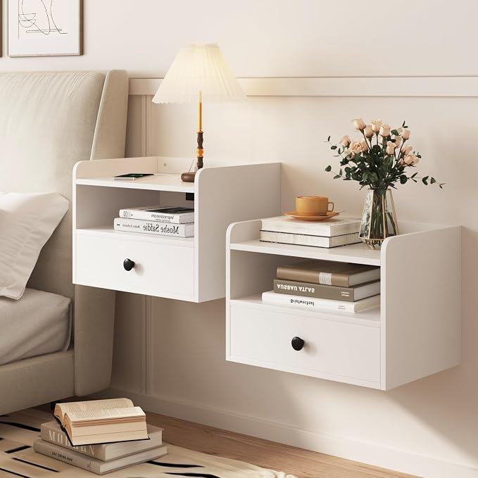 Floating Nightstand Set of 2 Modern Night Stands by HOME