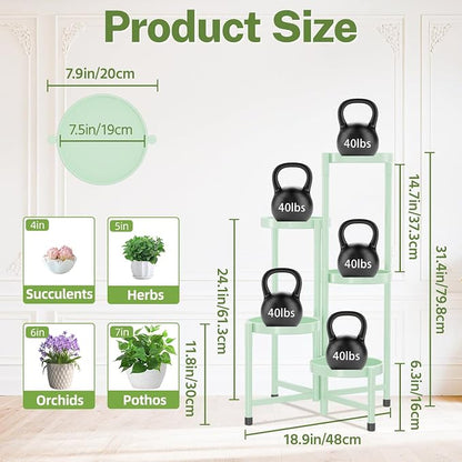 iDavosic.ly Plant Stand Indoor Outdoor, 5 Tier Corner Metal Flower Display - Image 3