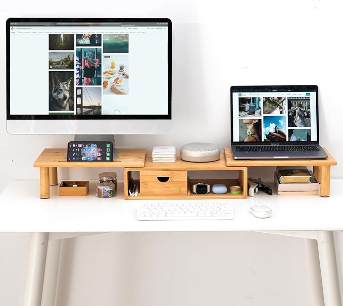 Dual Monitor Stand Riser with Drawer - Image 9