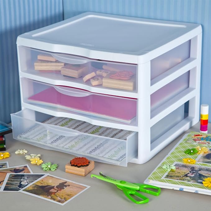 Sterilite 6-Pack Wide 3 Drawer Unit, Plastic Desktop Organizer - Image 8