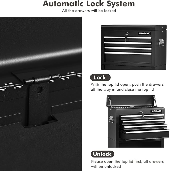 Goplus Tool Chest, 3-in-1 Rolling 6 Drawers Tool Cabinet - Image 4