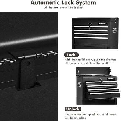 Goplus Tool Chest, 3-in-1 Rolling 6 Drawers Tool Cabinet - Image 4