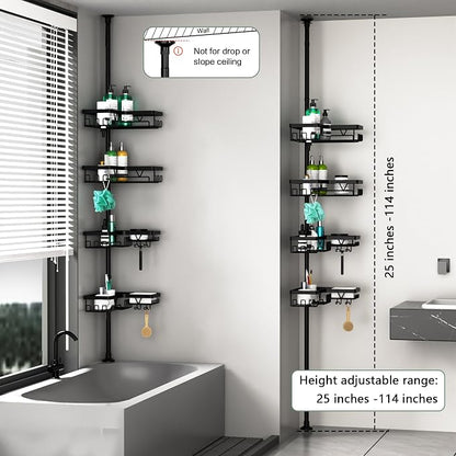 DAOYA Corner Shower Caddy Tension Pole 4 Tier Shower Caddy Organizer Black | - Image 6