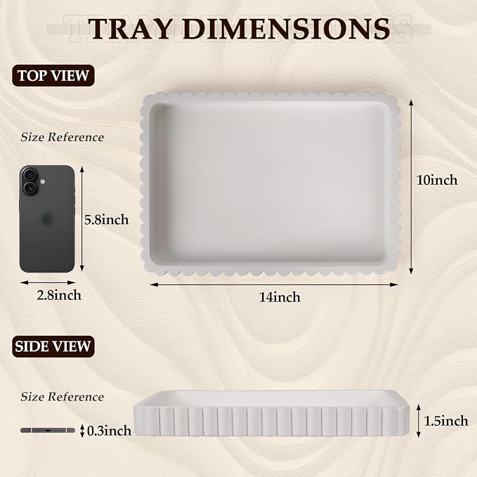Concrete Decorative Tray for Coffee Table Decor, Rectangular Modern Decorative - Image 4