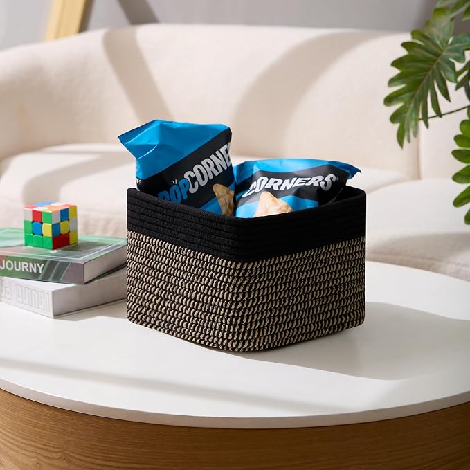 Small Organizing Baskets for Cubes Shelf, 9.7x9.7x7.1 Inch Rope Woven Storage - Image 5