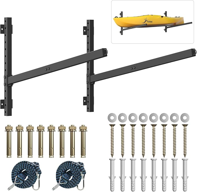 Kayak Storage Rack Heavy Duty, Adjustable Wall Mount Hanger by YAJONUE