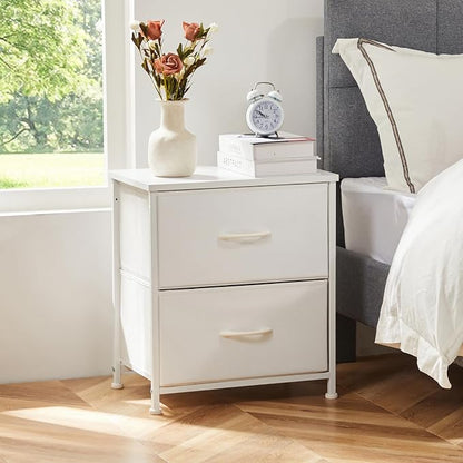 DUMOS Small Night Stand Set of 2 Fabric Drawer Dressers Short Bedside Tables - Image 4