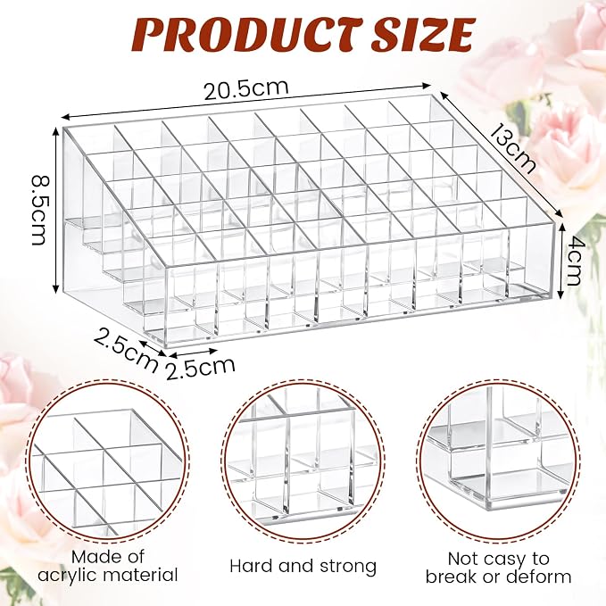 Macarrie 4 Pieces Lipstick Holder 40 Slot Clear Acrylic Lipgloss Organizer - Image 2