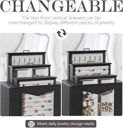 Homde Jewelry Organizer with Transparent Window Necklace Hooks Gift - Image 3