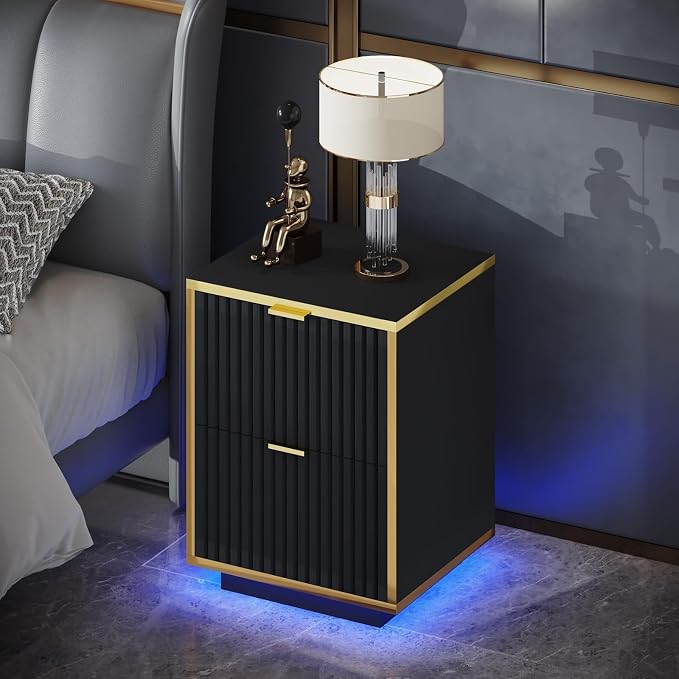 Fluted Nightstand, Modern Floating Night by 4ever2buy