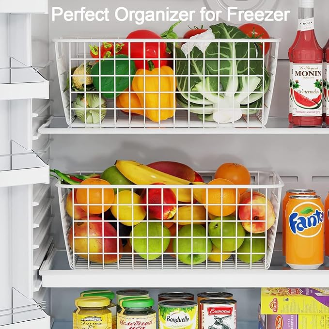 3 Pack Freezer White Wire Baskets - Image 5