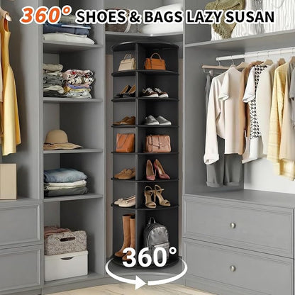 Karl home Black 7 Tier 360° Rotating Shoe Rack Tower, Spinning Shoe Display | - Image 5