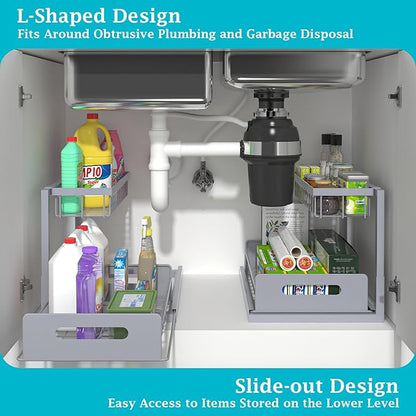 REALINN Under Sink Organizer, Pull Out Cabinet Organizer 2 Tier Slide Out Sink - Image 3