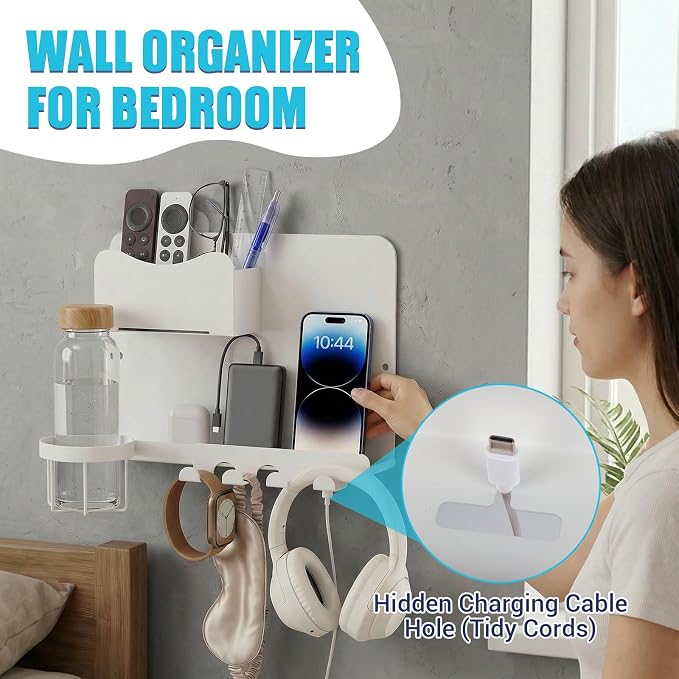 Floating Bedside Wall Shelf, Metal Bedside Wall Organizer - Image 5