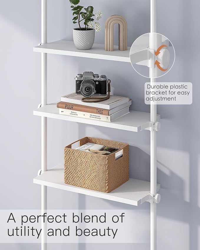 ALLZONE 5 Tiers Narrow Bookshelf, Tall Adjustable Ladder Book Shelf - Image 4