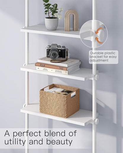 ALLZONE 5 Tiers Narrow Bookshelf, Tall Adjustable Ladder Book Shelf - Image 4