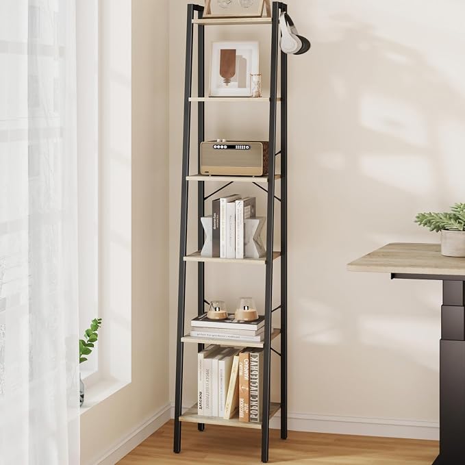 Hzuaneri Ladder Shelf, Freestanding Corner Storage Shelf | Bookcase by Hzuaneri