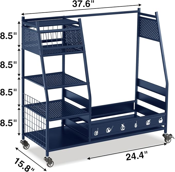 Lauren&Harold Golf Bag Organizer Garage Storage, Golf Storage Rack Stand Fits 2 - Image 8