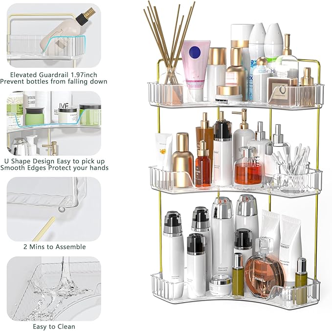 Webetop Corner Bathroom Counter Organizer 3 Tier Bathroom Countertop Organizers - Image 4