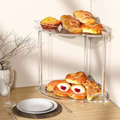 NPPLUS 2 Tier Acrylic Bathroom Counter Organizer, 2-Tier Corner Storage Shelf - Image 7