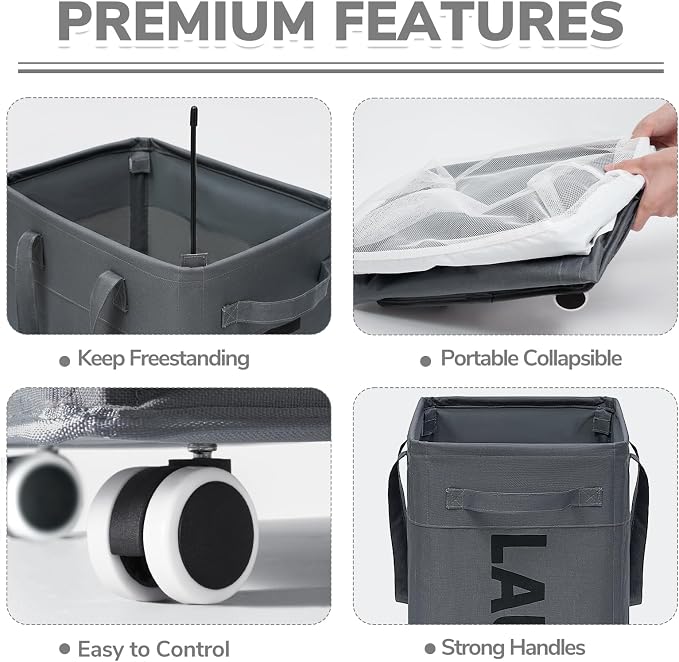 CHICVITA 75L Large Rolling Laundry Basket - Image 2