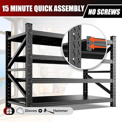 6000LBS Heavy Duty Metal Garage Shelving, 4-Tier Adjustable Storage Shelves - Image 6