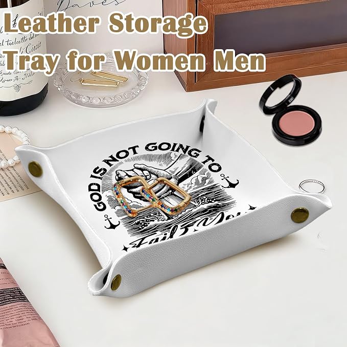 Christian Gifts Leather Jewelry Valet Tray, Religious Bible Verse Gifts PU - Image 2