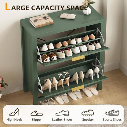 YOMILUVE Fluted Shoe Storage Cabinet - Image 5