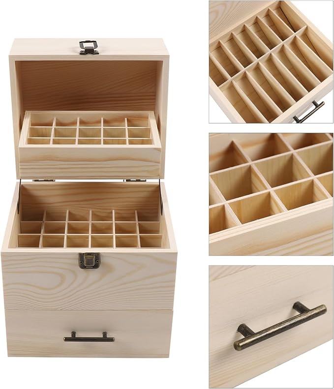 3 Tiers Essential Oil Storage Box, Wooden Perfume Bottle Display Organizer Case - Image 8