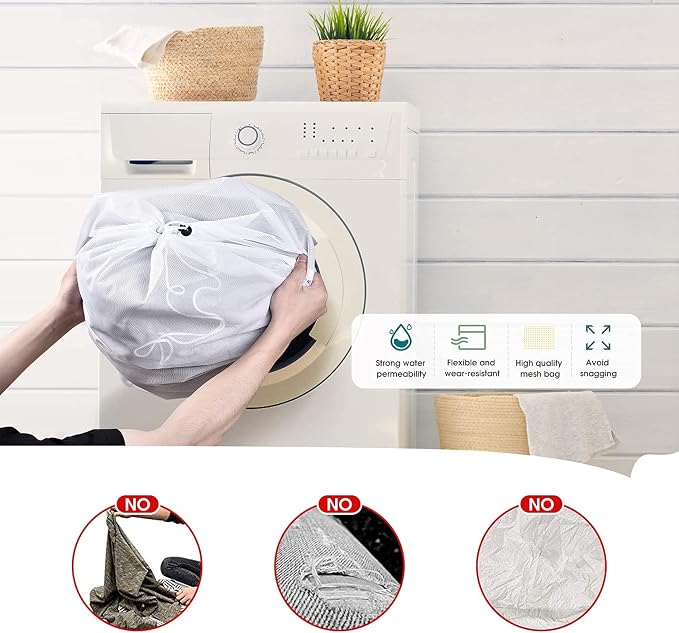 OTraki 2 Pcs Large Mesh Laundry Bags 24X36 Inch Heavy Duty Drawstring Laundry - Image 6
