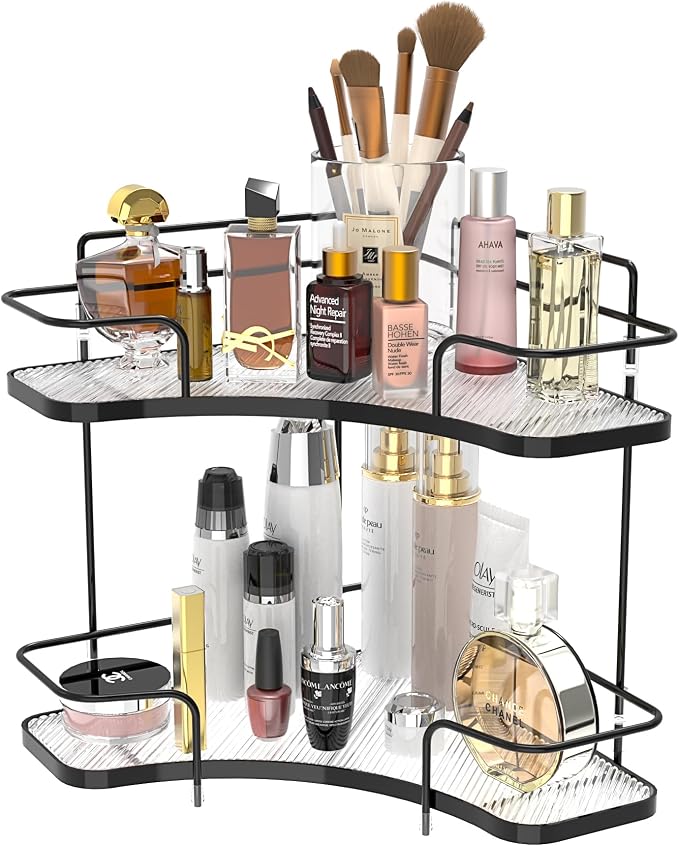 FOLLOWIN 2 Tier Bathroom Countertop Corner Organizer, Countertop Perfume Tray by FOLLOWIN