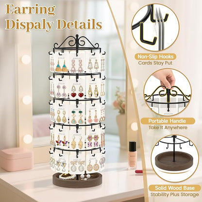 MODOWEY Earring Holder Organizer Rotating Display Tree Rack, 50 Hooks Earring - Image 4